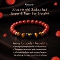 Kesare Aries zodiac red jasper and tiger eye bracelet
